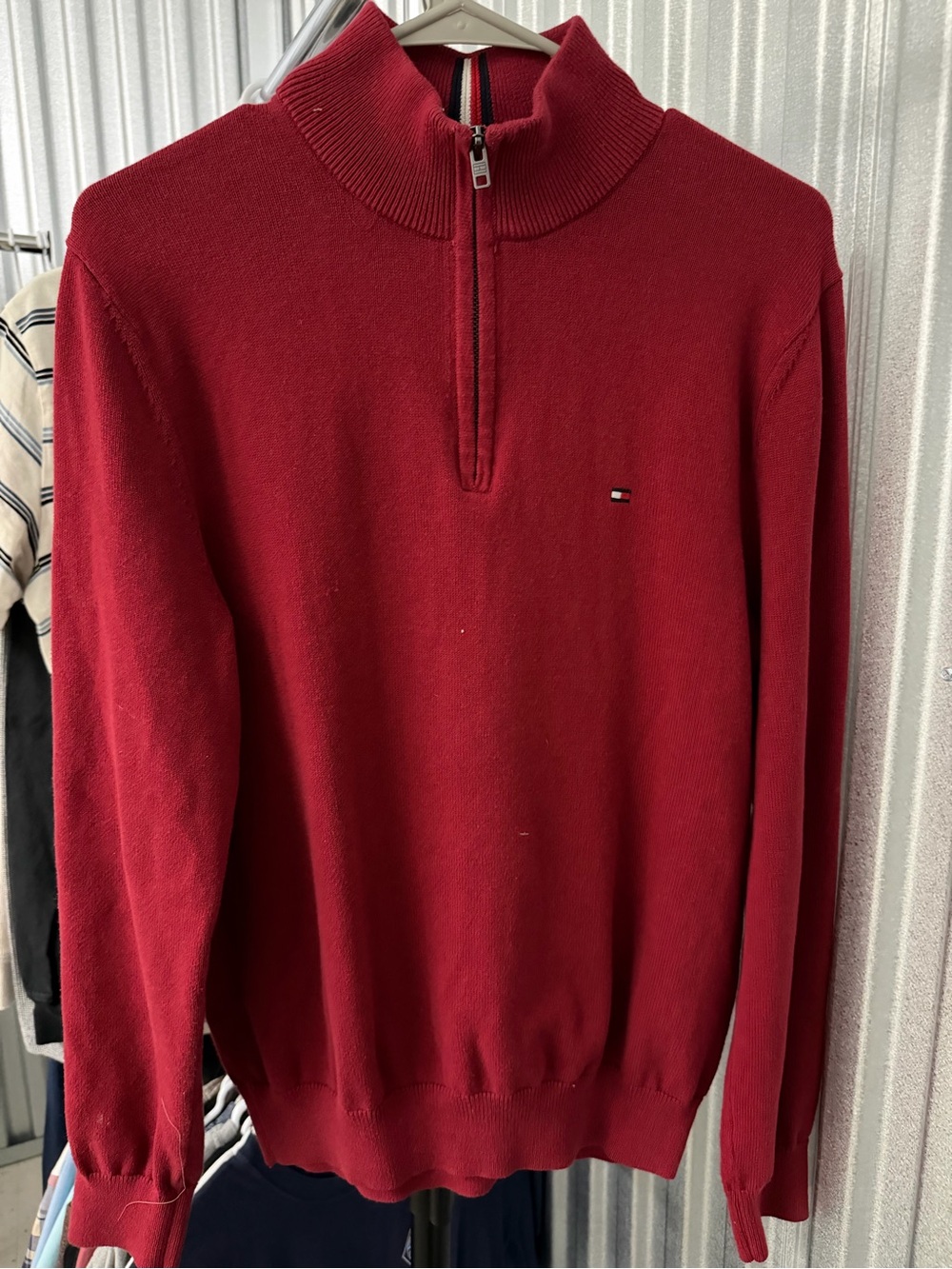 Tommy Hilfiger Men's Deep Red Half-Zip Sweater